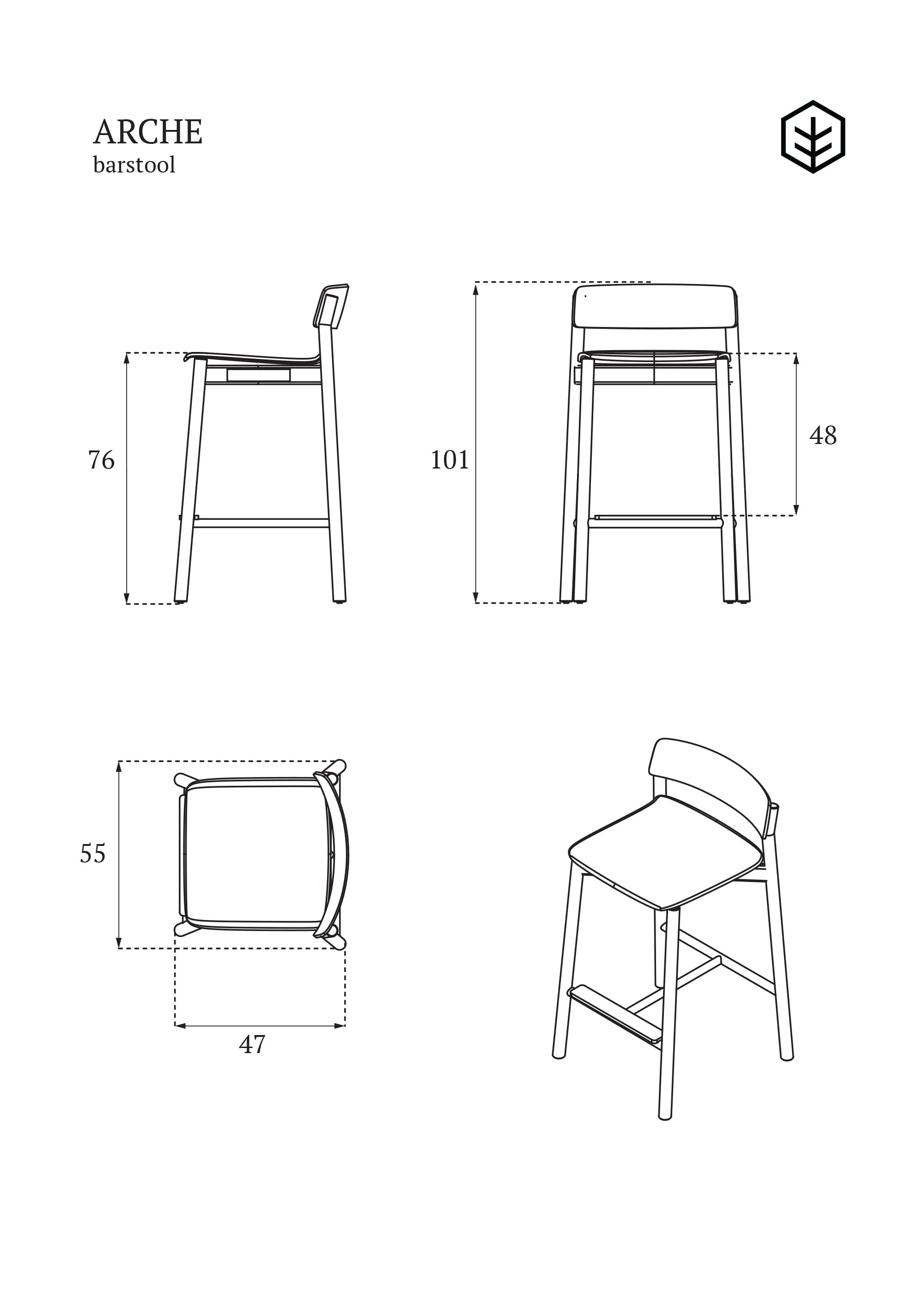 ARCHE bar stool / Black - Image 4